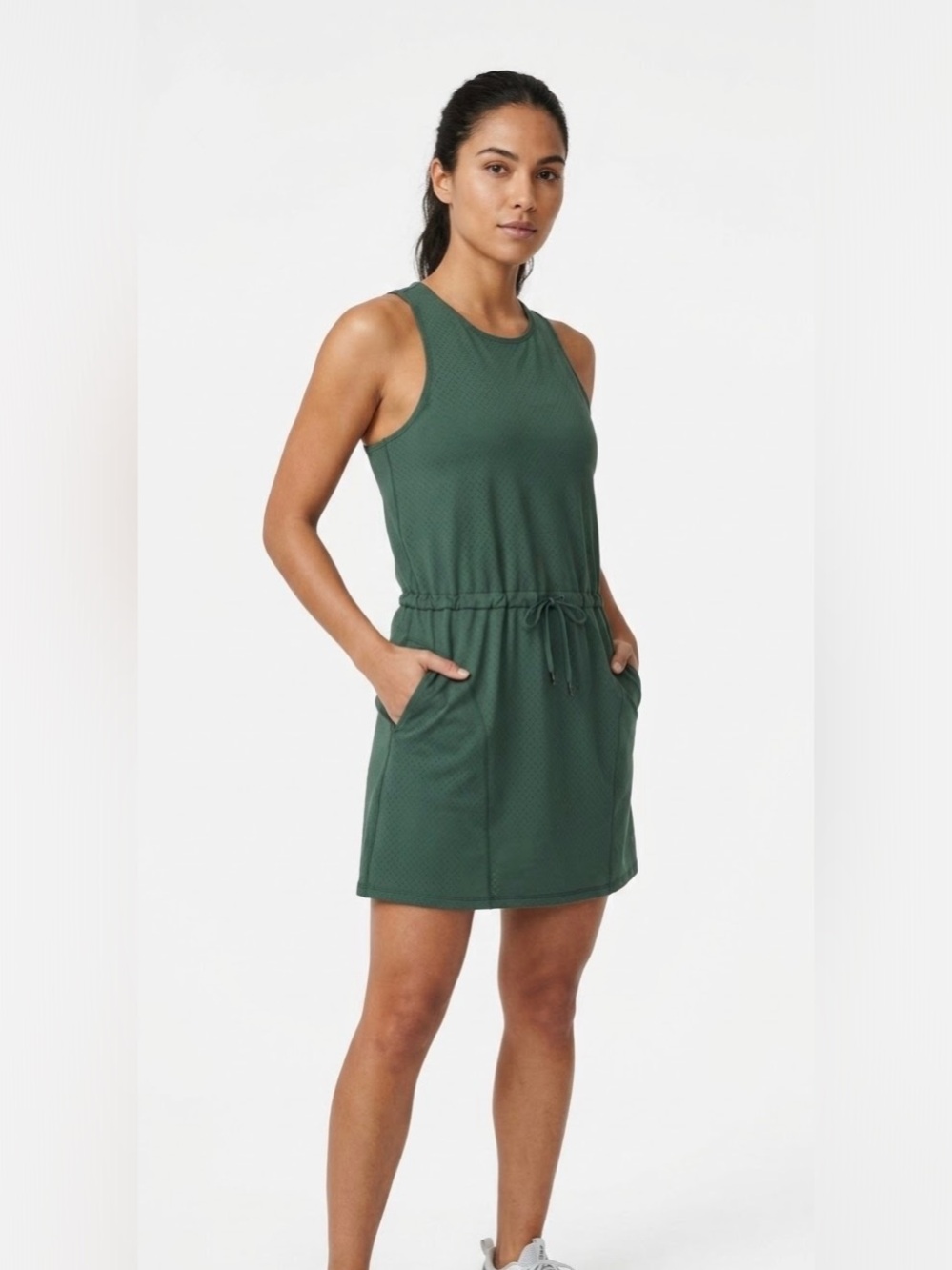 Z by Zella Drawcord Waist Hunter Green Sleeveless Utility Dress Size XS